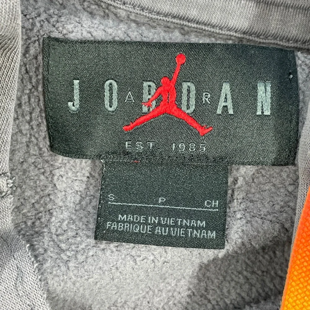 Jordan Nike Grey Graphic Jumpman Air Fleece Pullover Hoodie Mens Small S 5283